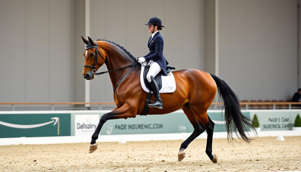 Oldenburger Pferd bei einem Dressurwettbewerb