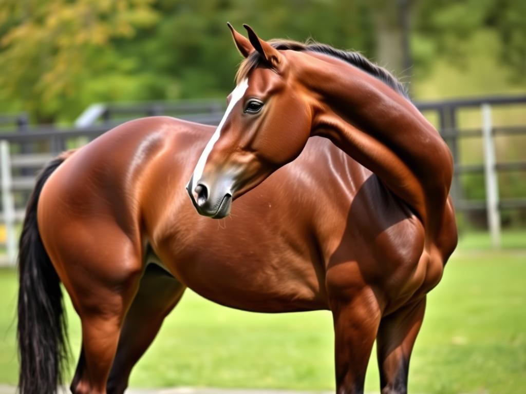 Oldenburger Pferd im Profil zeigt typische Rassemerkmale