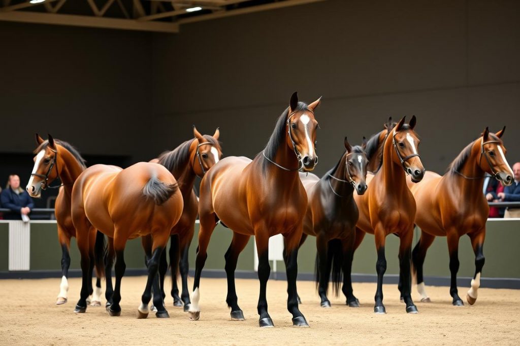 Oldenburger Pferde bei einer Zuchtschau